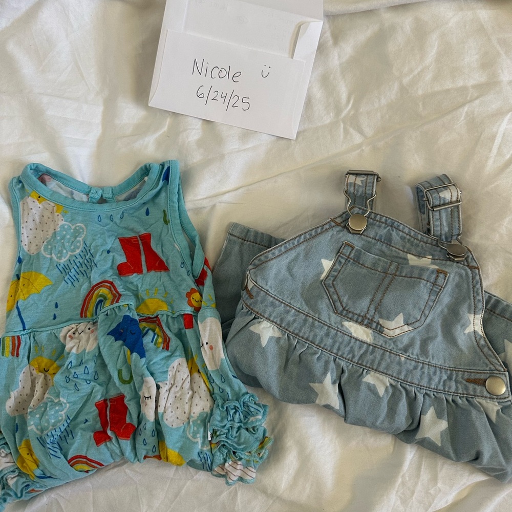Little Sleepies 6-12 bundle of bumble romper and overall dress